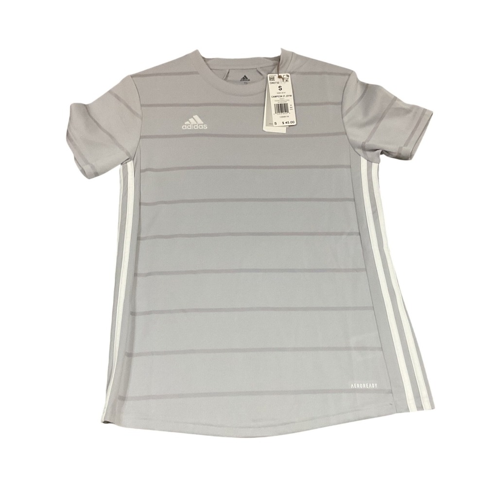 Adidas Womens Campeon 21‎ Soccer Jersey Grey White Aeroready GN5732 Small NWT